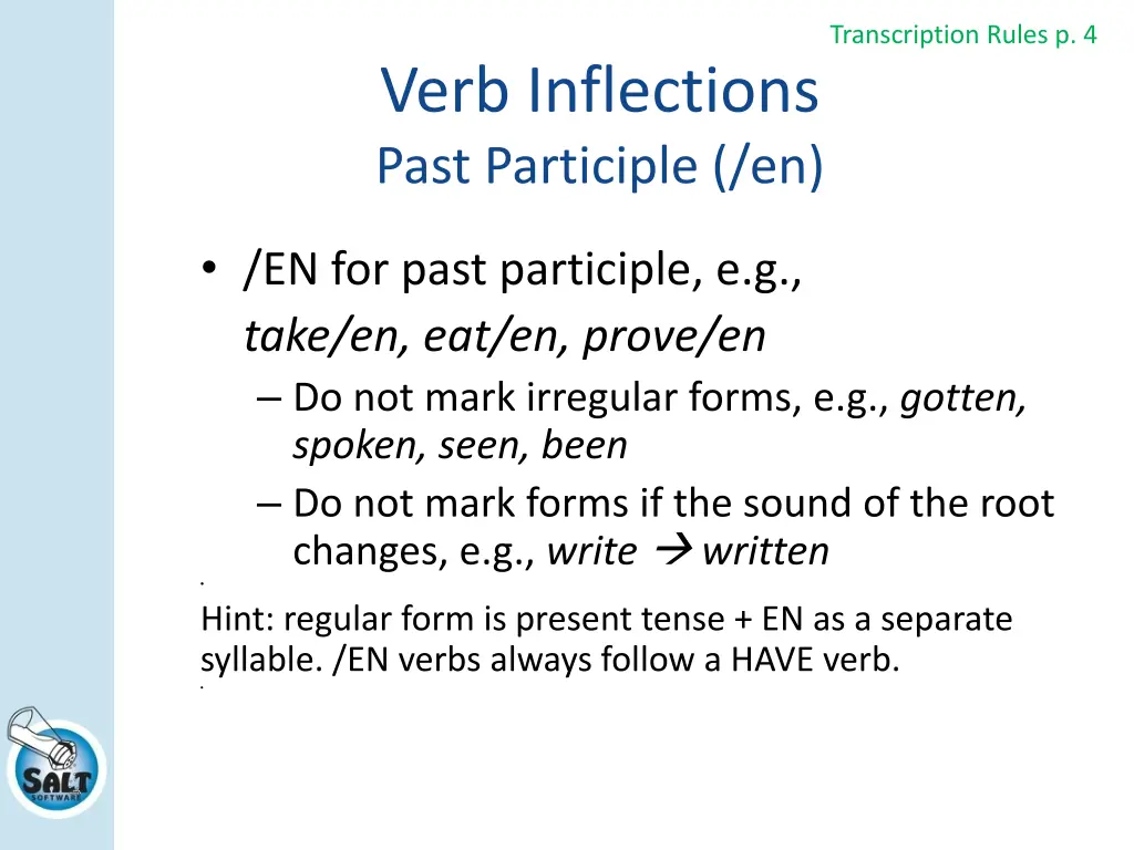 transcription rules p 4 2