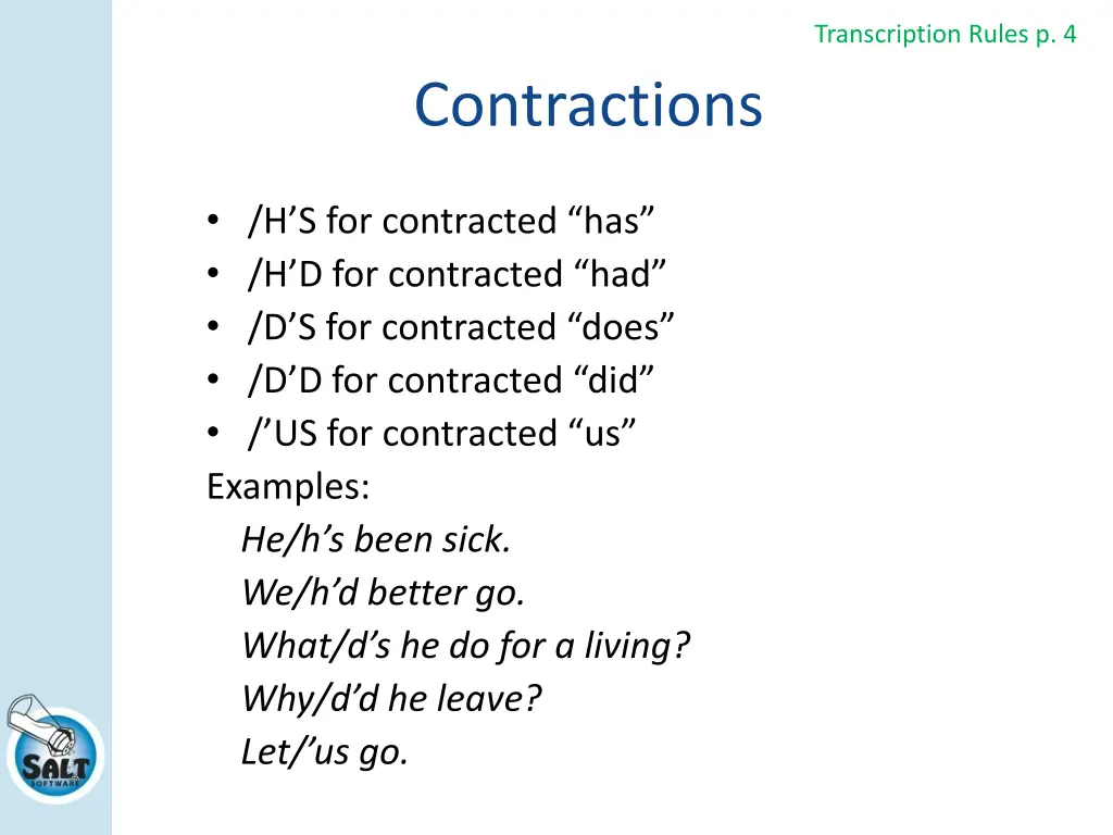 transcription rules p 4 5