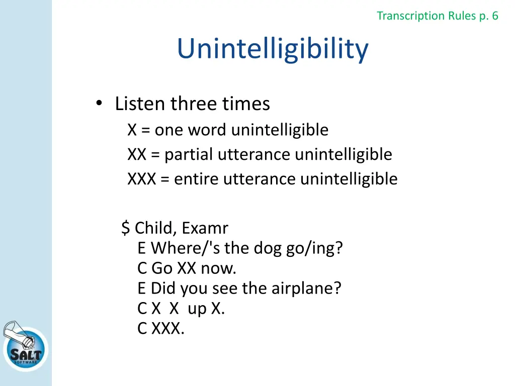 transcription rules p 6 1