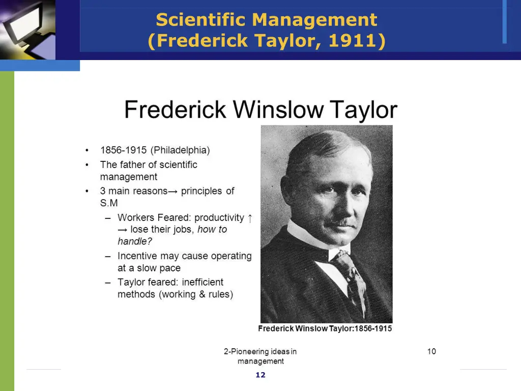 scientific management frederick taylor 1911