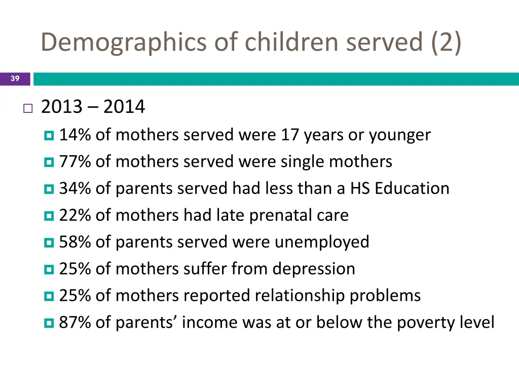 demographics of children served 2