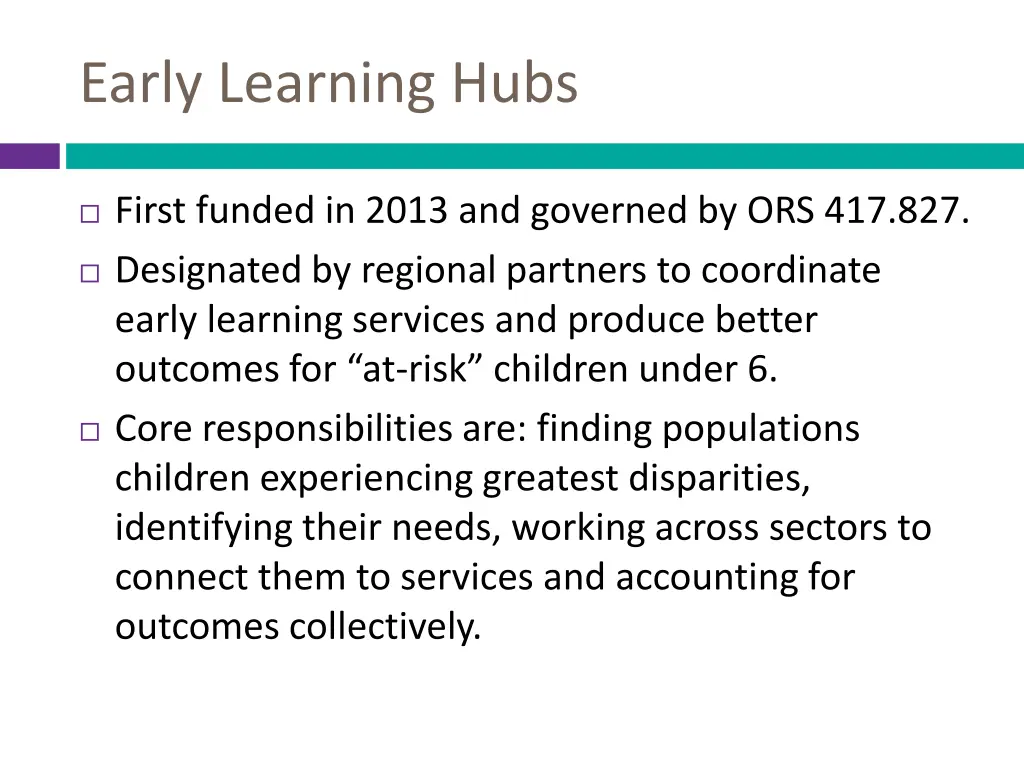 early learning hubs