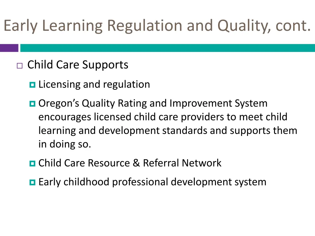 early learning regulation and quality cont