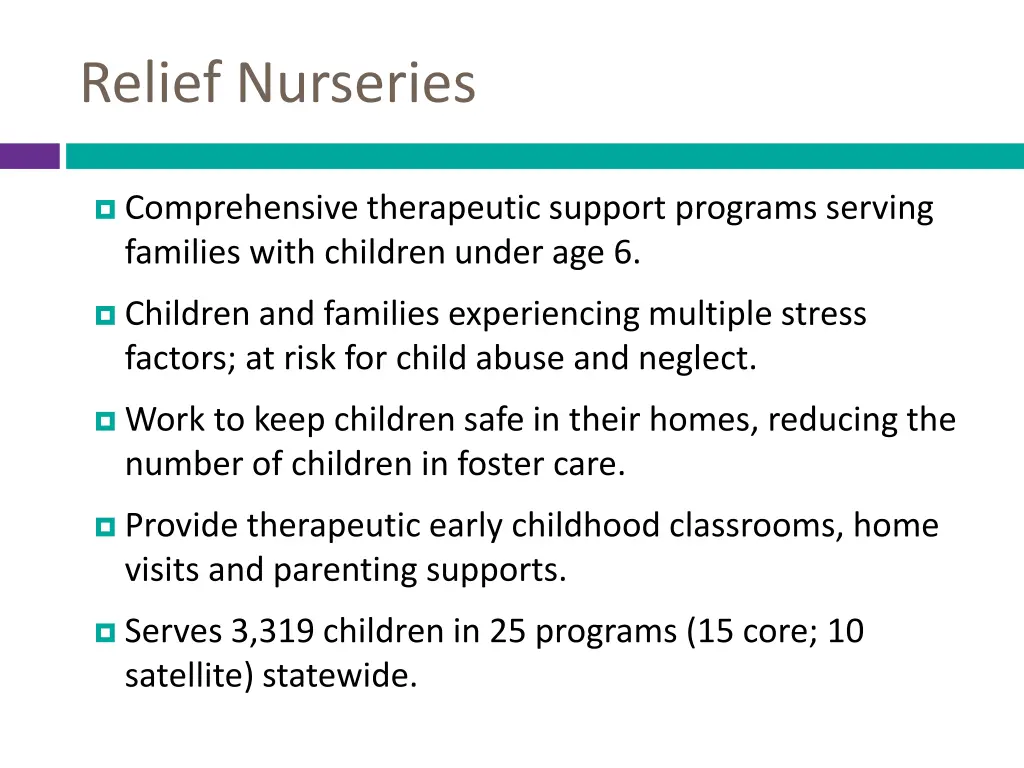 relief nurseries