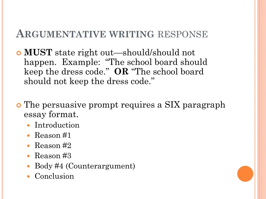 a rgumentative writing response