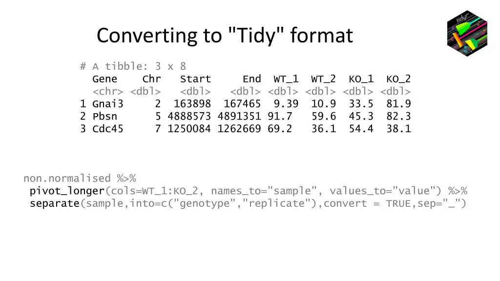 converting to tidy format 1