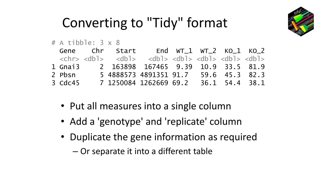 converting to tidy format