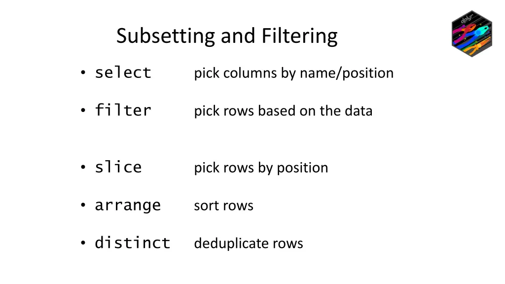 subsetting and filtering