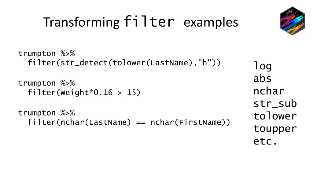 transforming filter examples