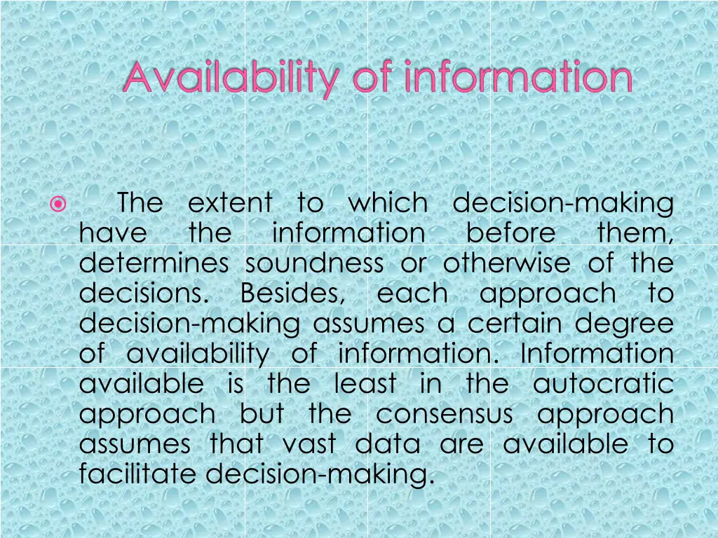 availability of information