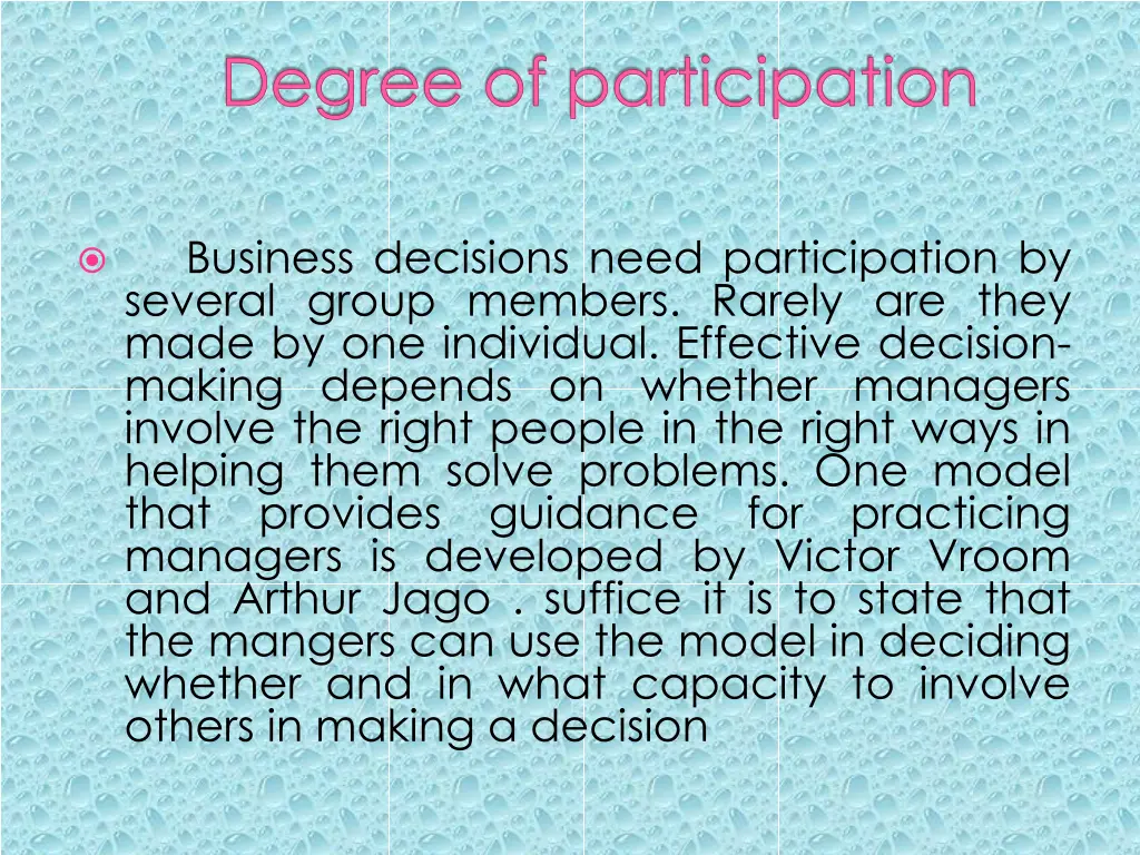 degree of participation