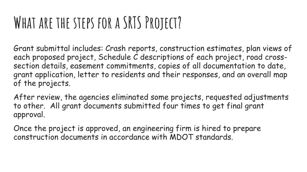 what are the steps for a srts project