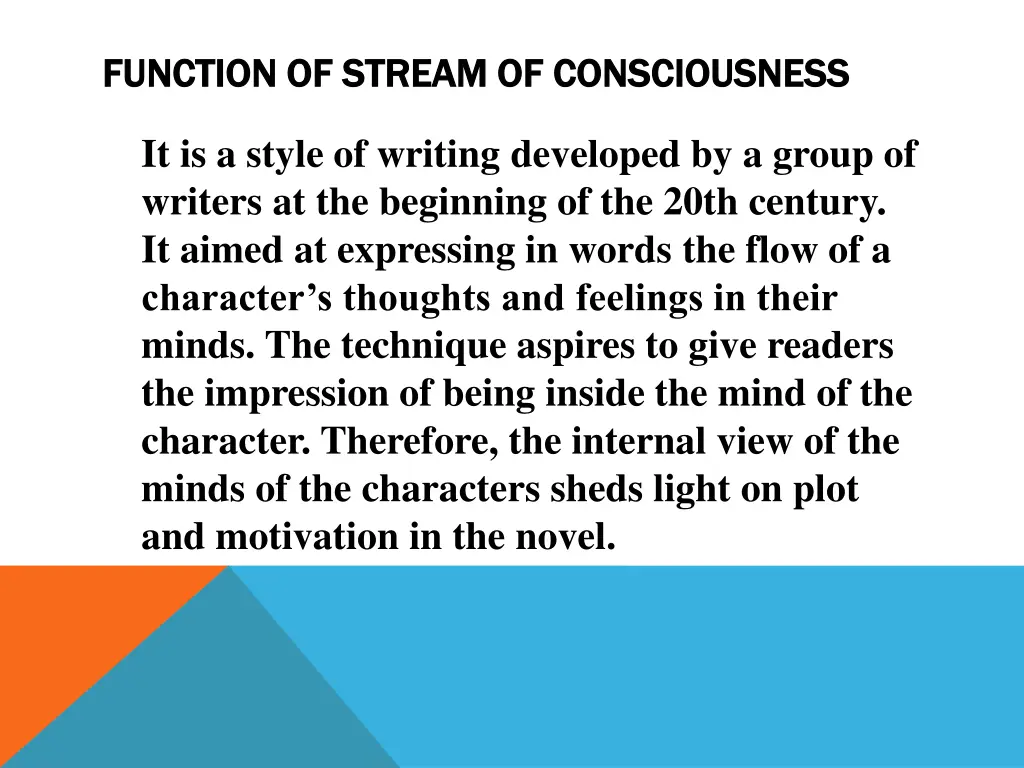 function of stream of consciousness function