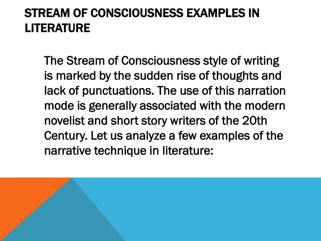 stream of consciousness examples in stream