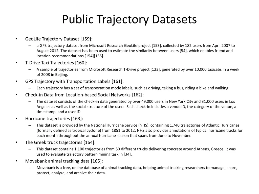 public trajectory datasets