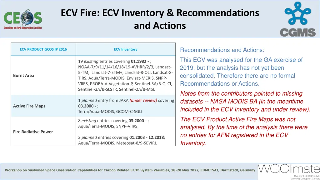 ecv fire ecv inventory recommendations and actions