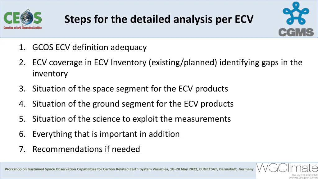 steps for the detailed analysis per ecv