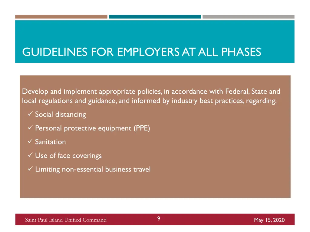 guidelines for employers at all phases