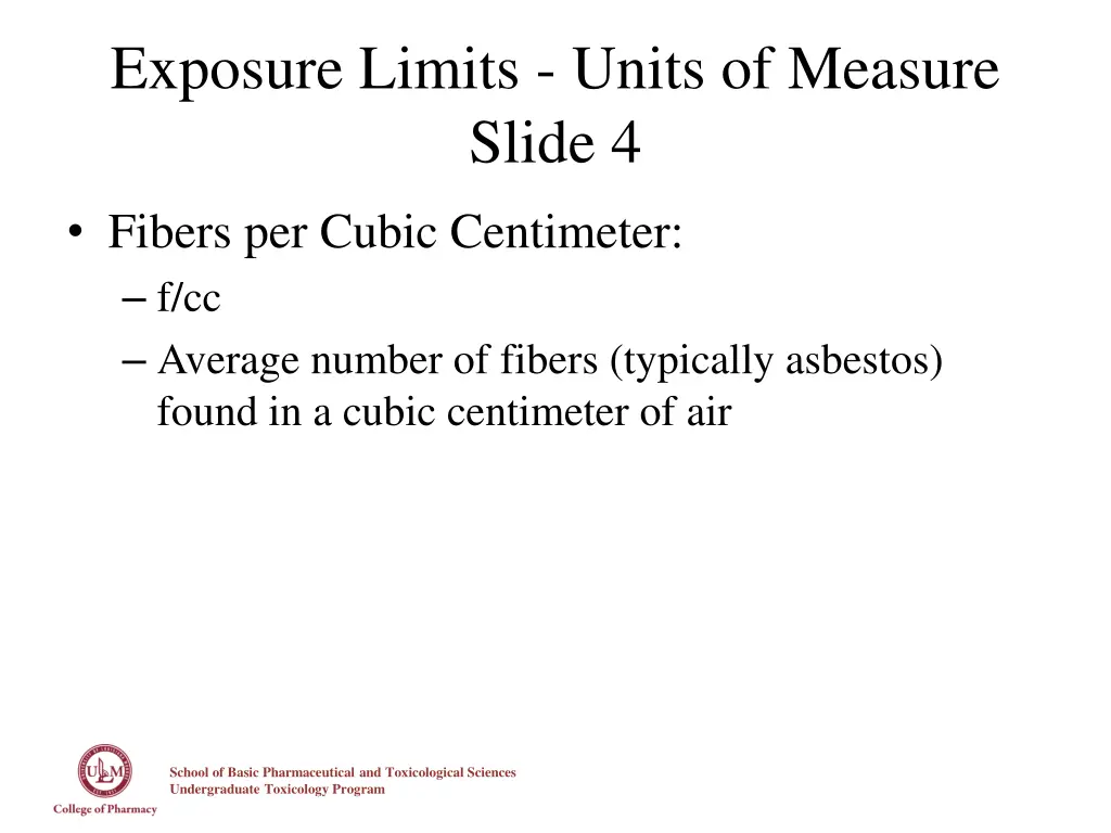 exposure limits units of measure slide 4