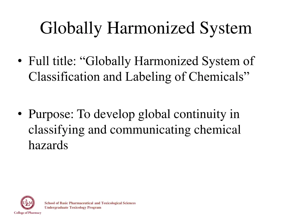 globally harmonized system