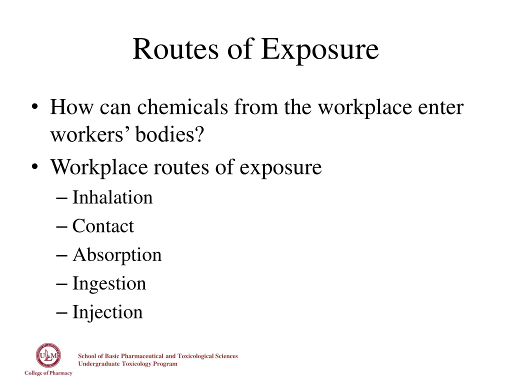 routes of exposure