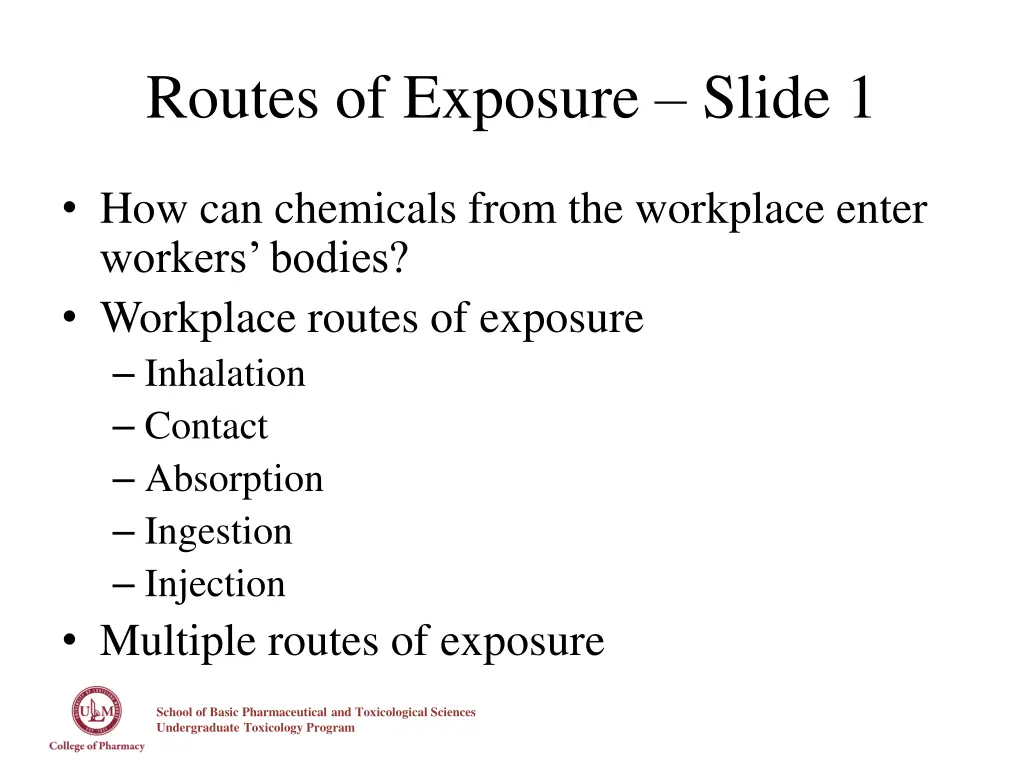 routes of exposure slide 1