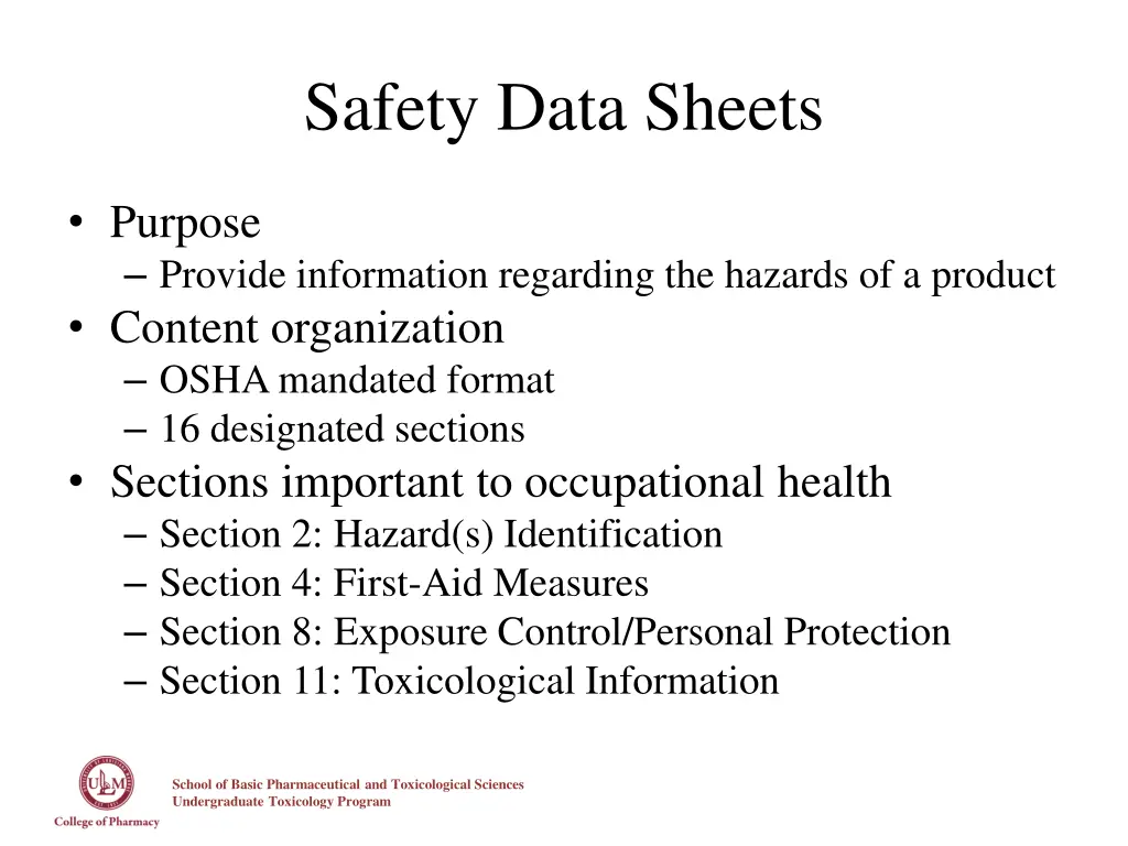 safety data sheets