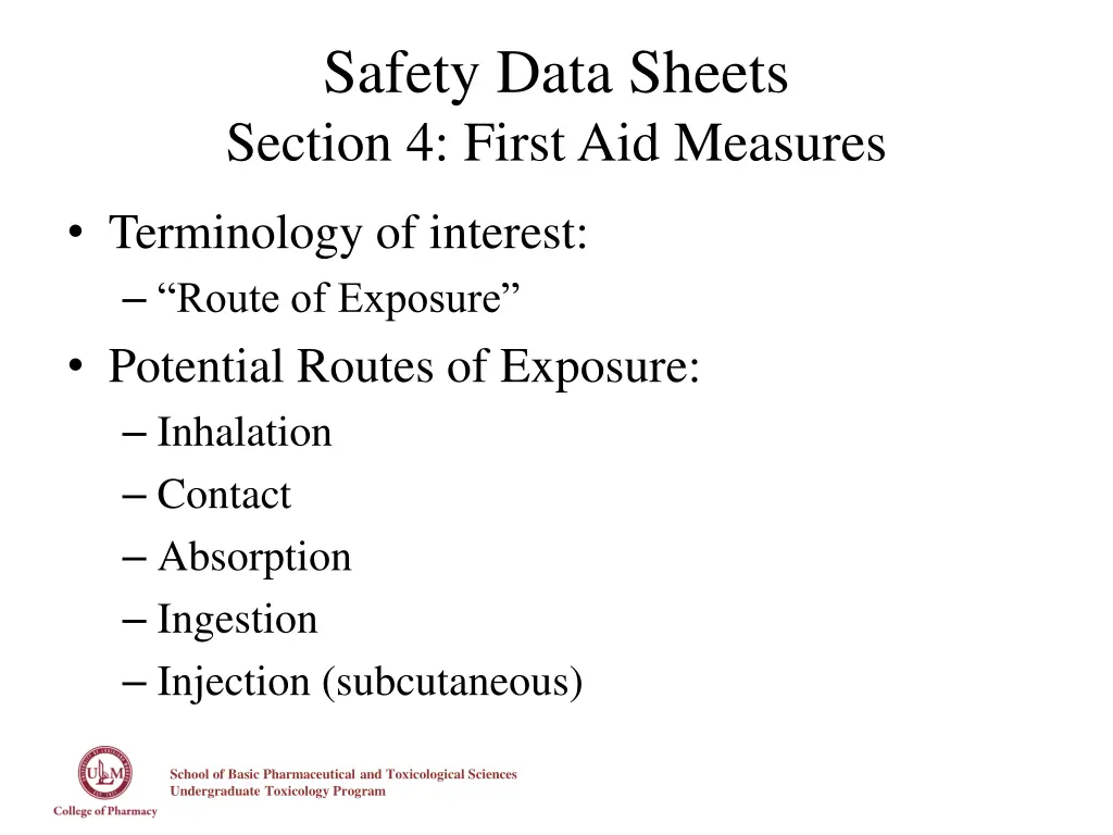 safety data sheets section 4 first aid measures