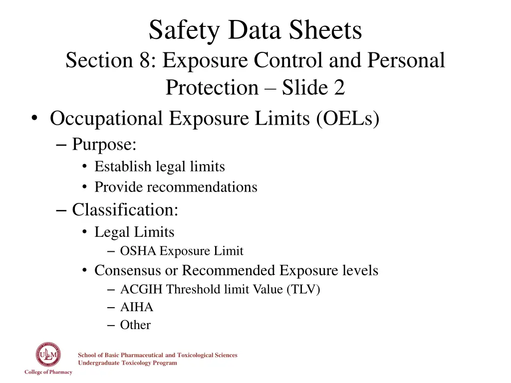 safety data sheets section 8 exposure control 1