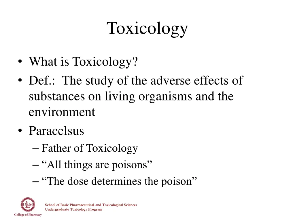 toxicology