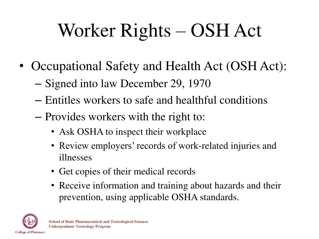 worker rights osh act