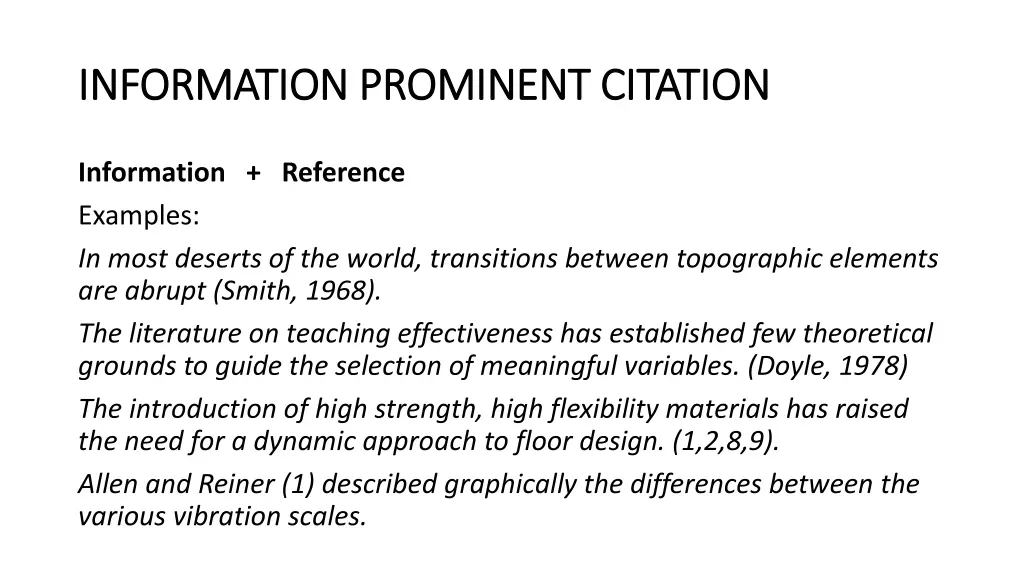 information prominent citation information