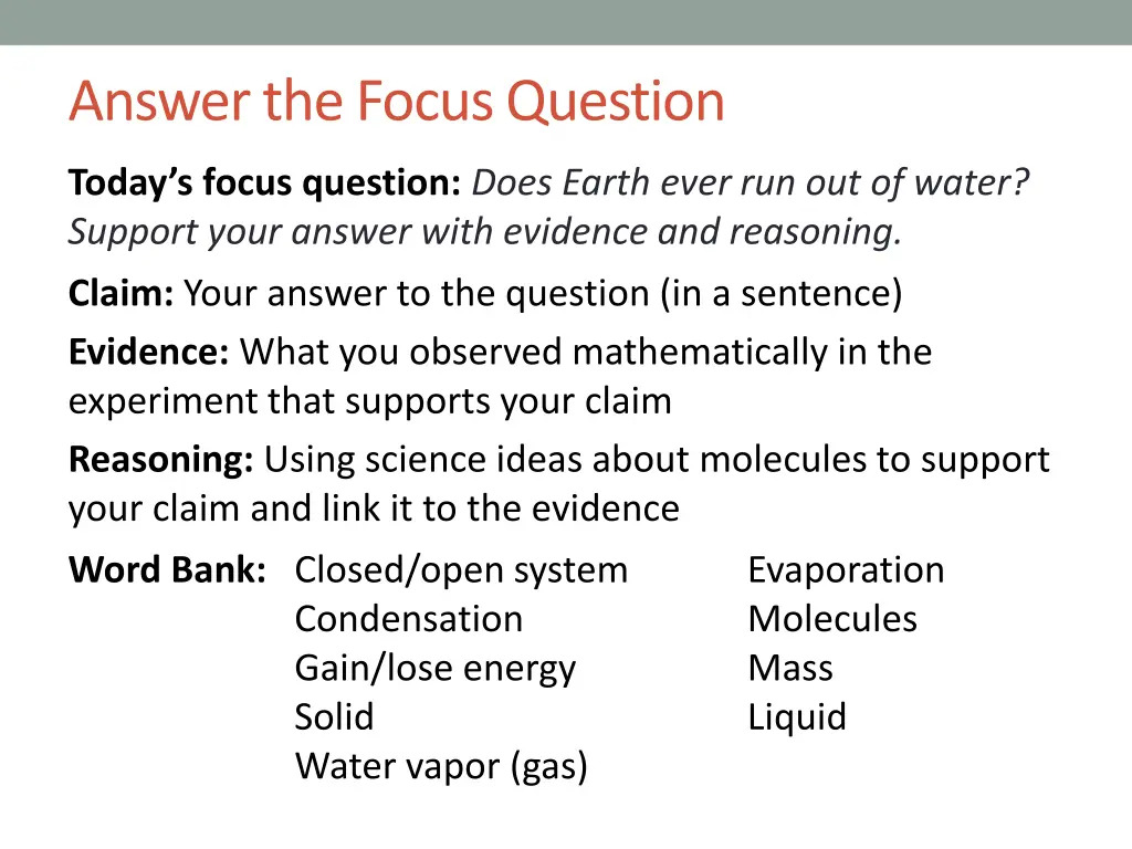 answer the focus question