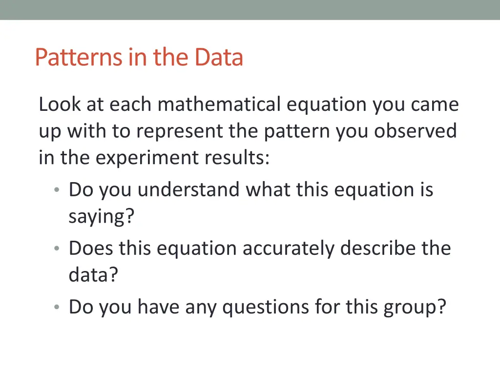 patterns in the data