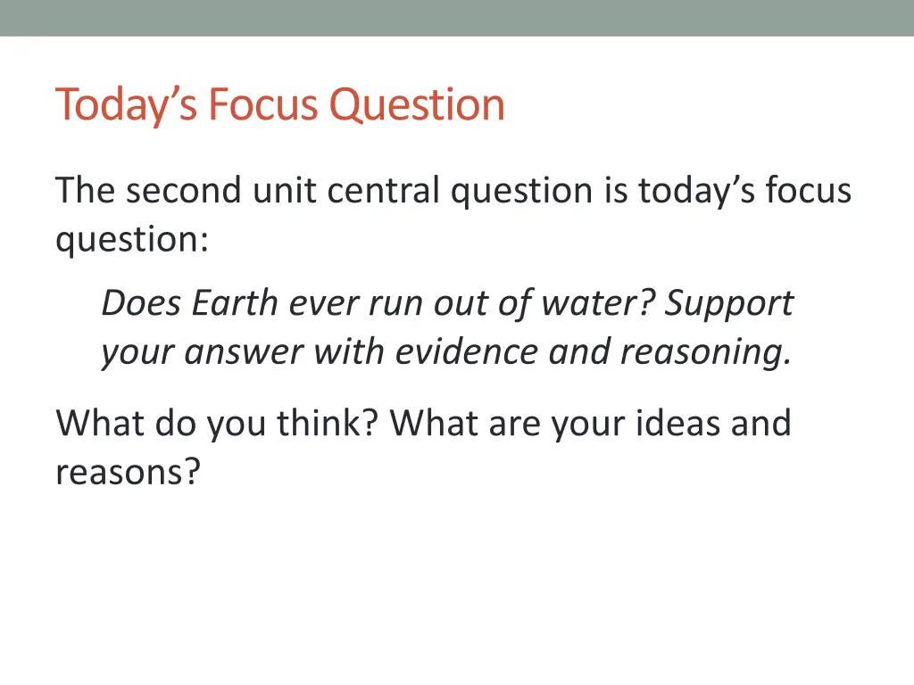 today s focus question