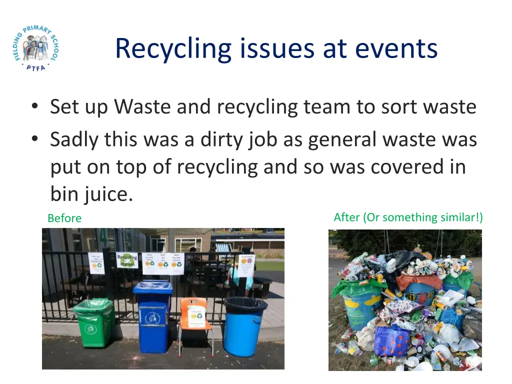 recycling issues at events