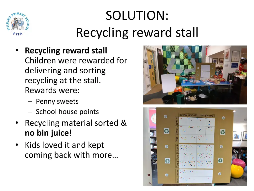 solution recycling reward stall