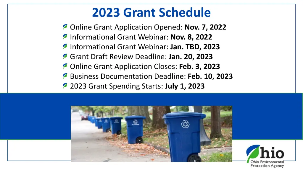 2023 grant schedule