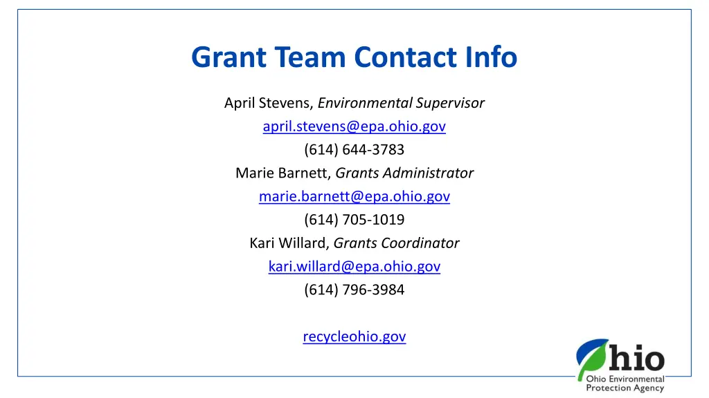 grant team contact info