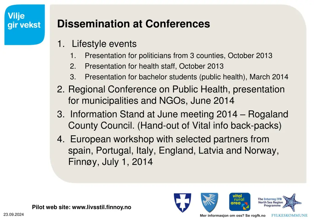 dissemination at conferences