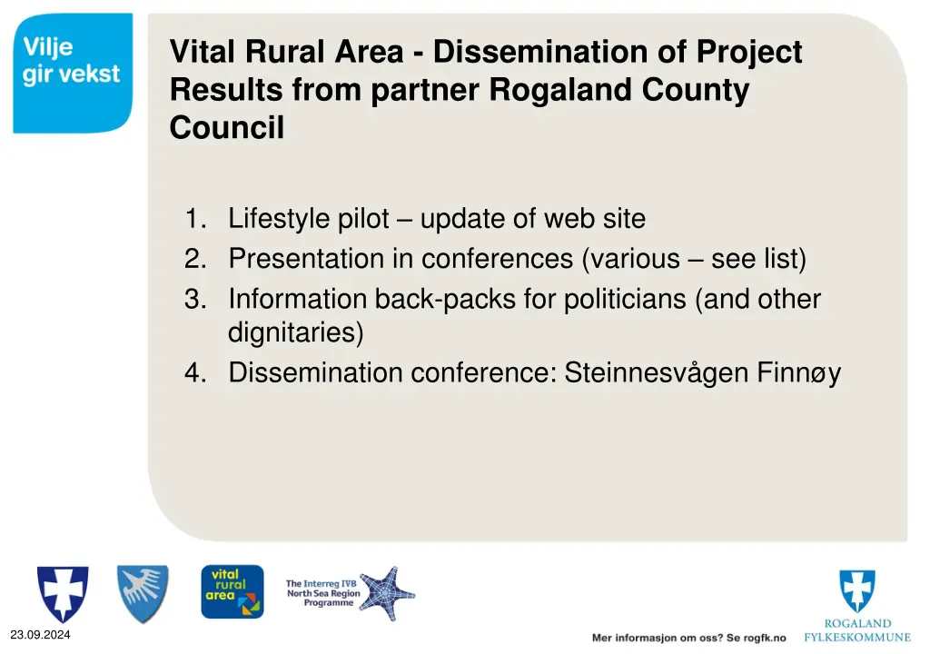 vital rural area dissemination of project results