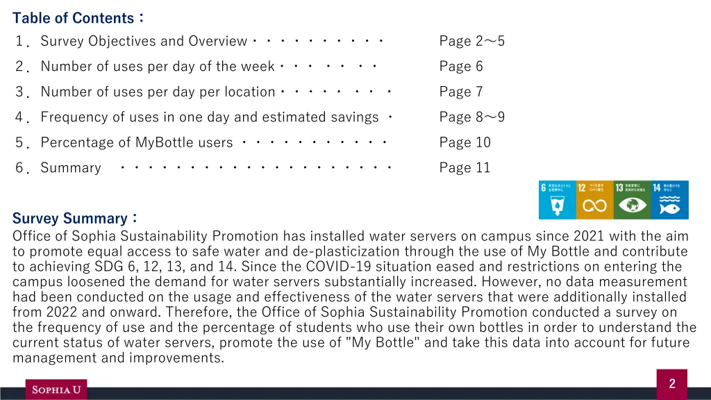 table of contents