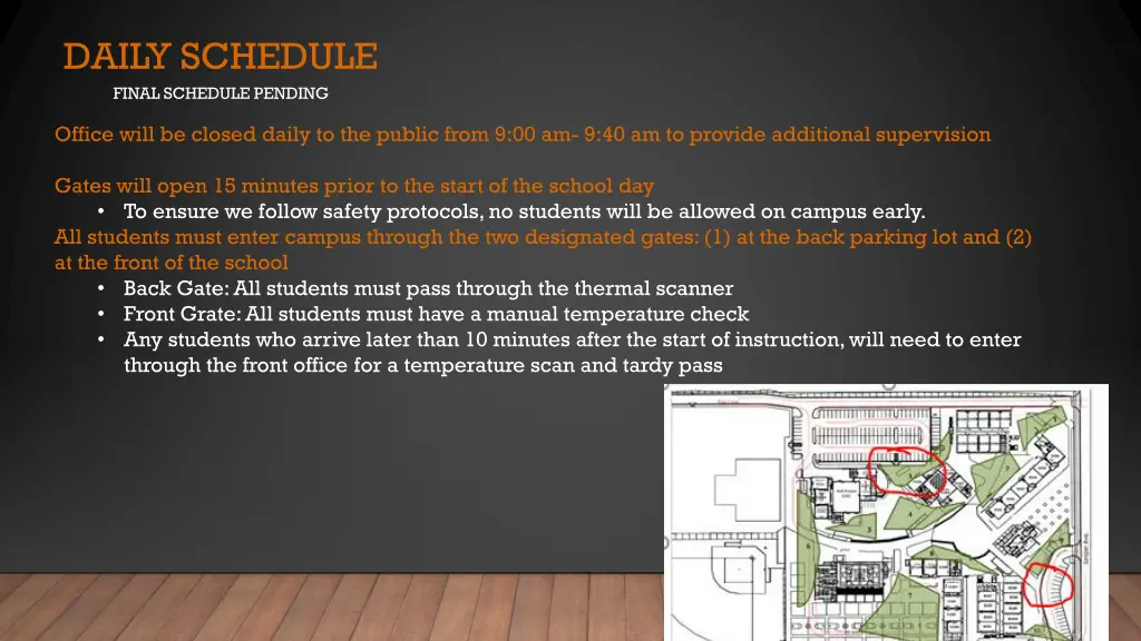 daily schedule final schedule pending