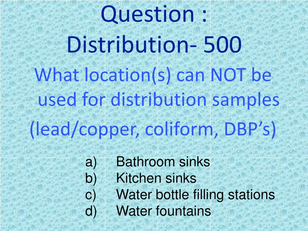 question distribution 500 what location