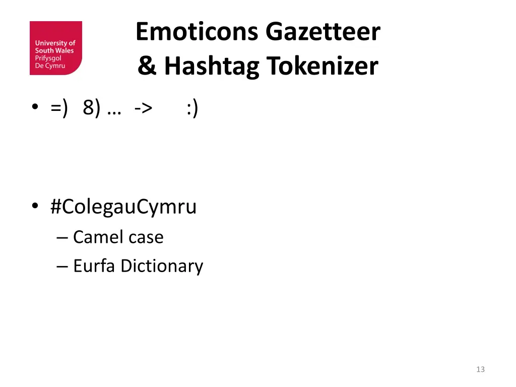 emoticons gazetteer hashtag tokenizer