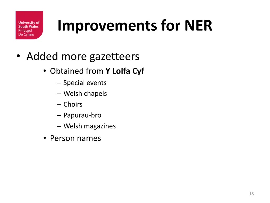 improvements for ner