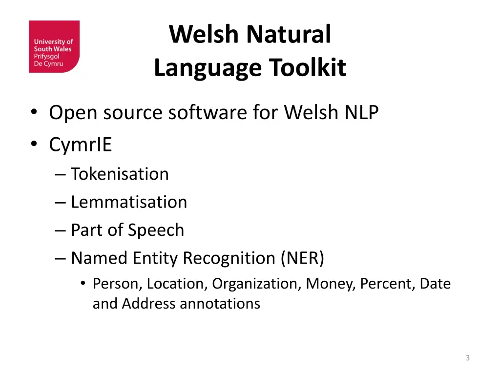 welsh natural language toolkit 1