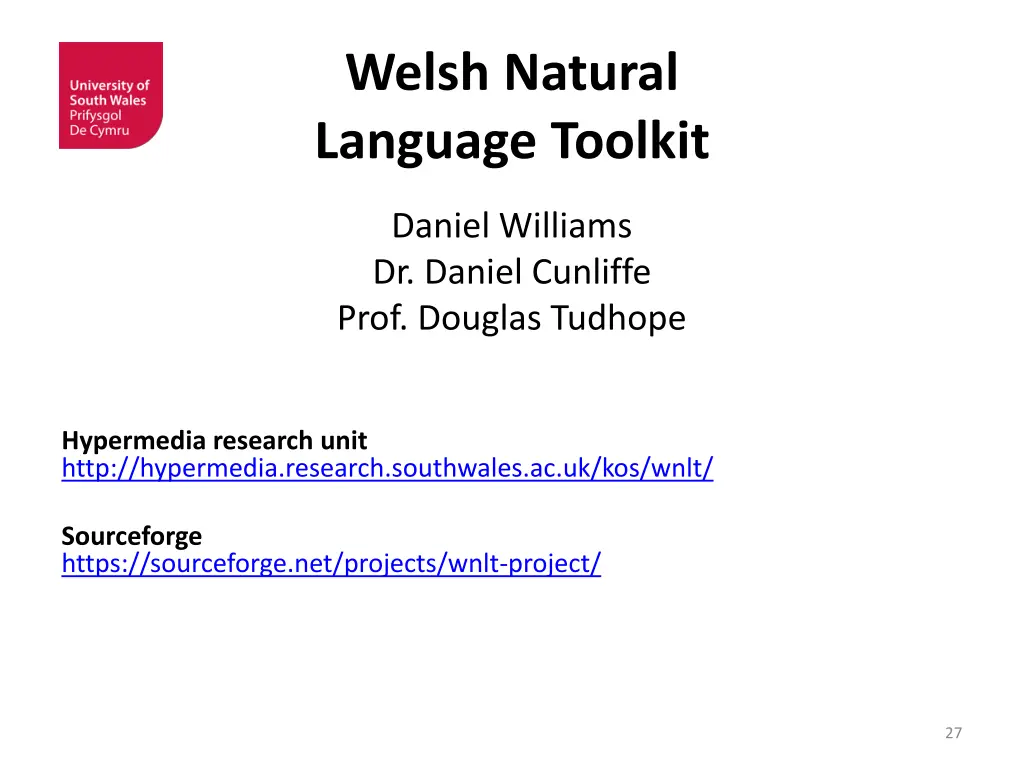 welsh natural language toolkit 2