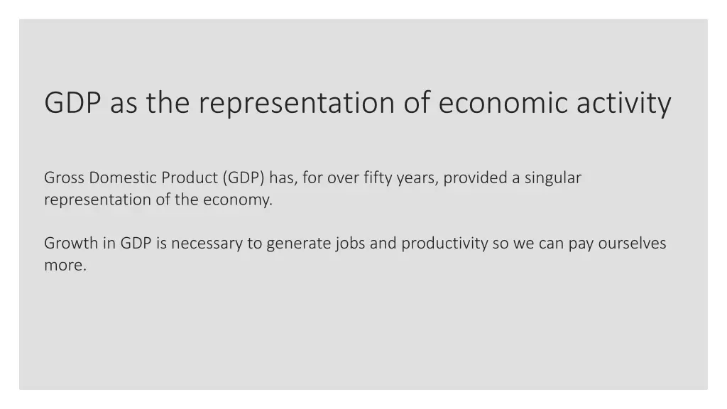 gdp as the representation of economic activity