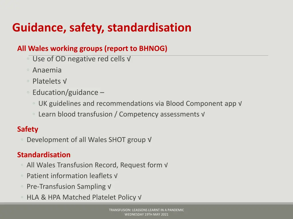 guidance safety standardisation